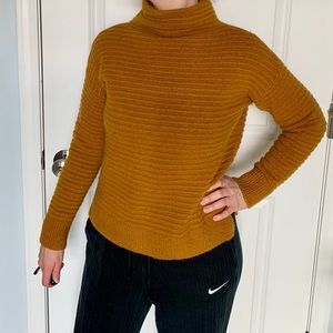 Madewell mustard ribbed mock neck sweater